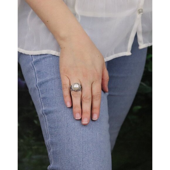 Sterling Silver Pearl Ring Size 7 Israel - Picture 4 of 6